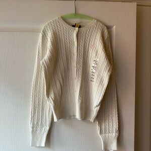 Polo Ralph Lauren Girls Cotton Cardigan Sweater, Warm White, Sz L (12-14)